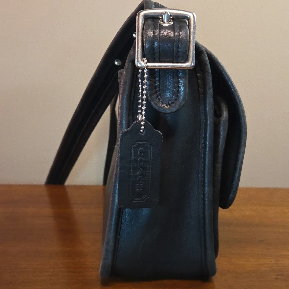 Coach Rambler's Legacy 9067 Leather Shoulder Crossbody Bag Purse Black Vintage - Picture 3 of 15